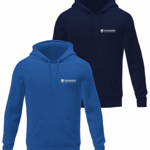 Ett par blå sweatshirts med huva.