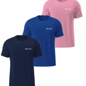 Tre t-shirts i tre olika färger.